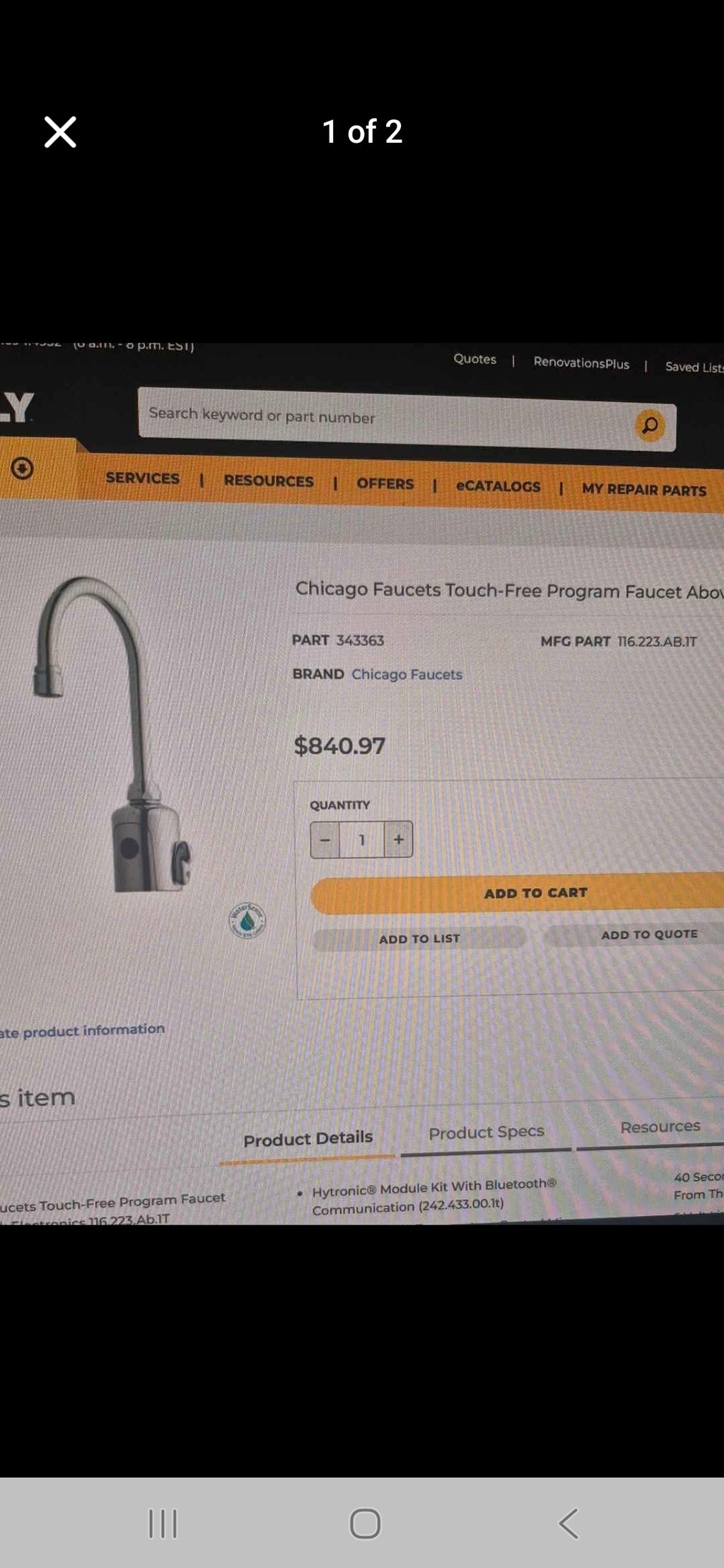 Chicago faucet touch-free
